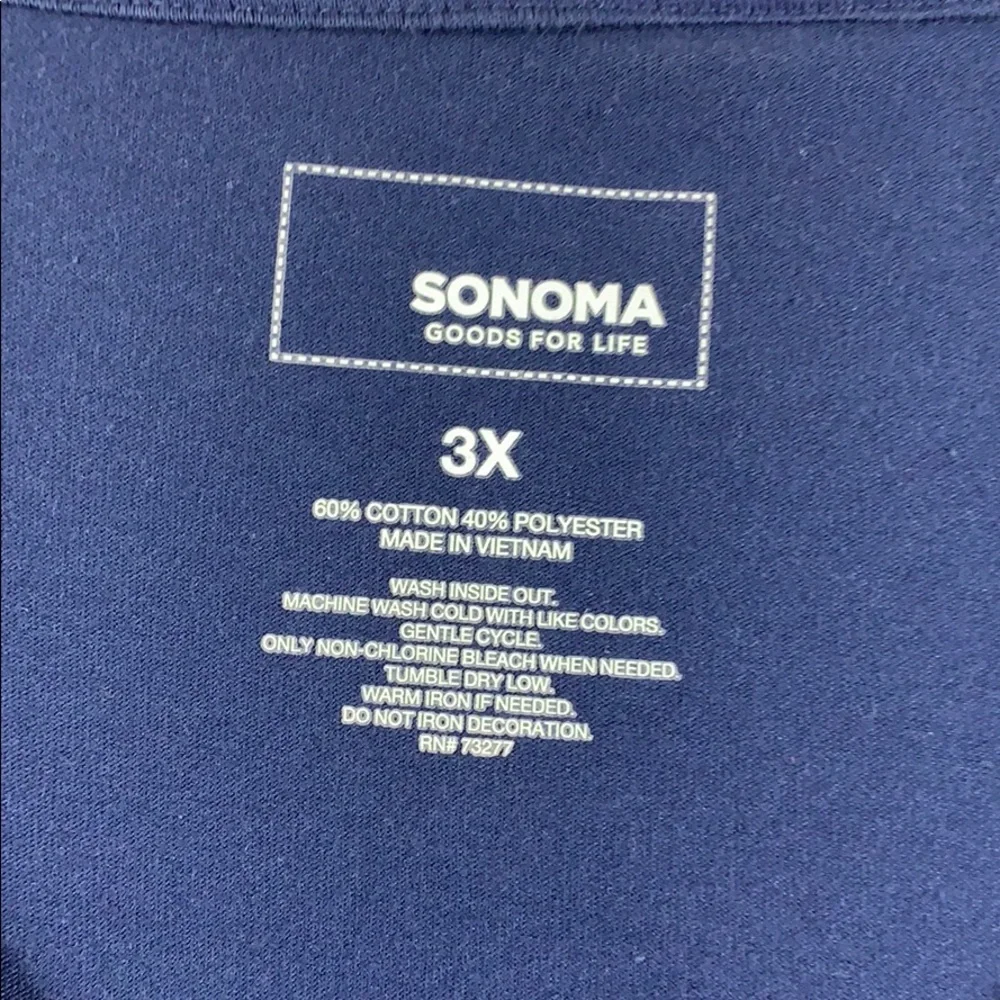 Sonoma Top Tee T-Shirt 3X Blouse Navy All American US Map Outline Stretchy - Picture 5 of 8